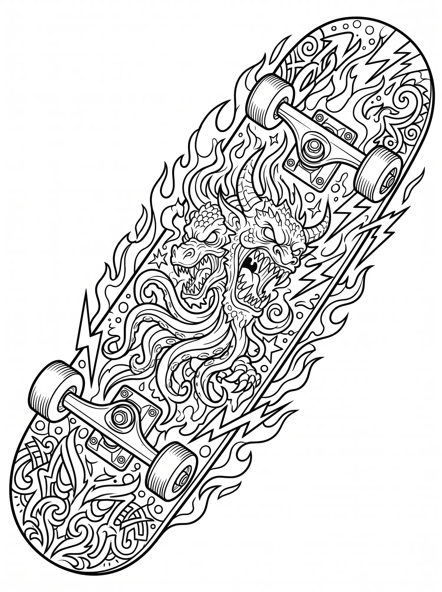 Skateboard Graffiti, Coloriage art à imprimer gratuitement